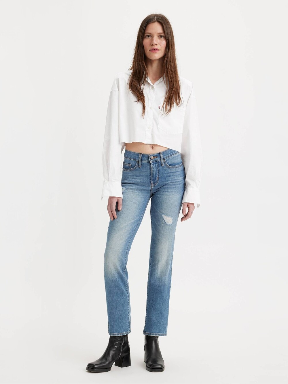 Levis's 314 Shaping Straight Mid Blue Straight-Leg Women’s Jeans Size 34